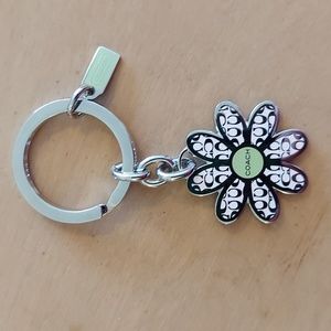 COACH FLOWER KEYCHAIN, NWOT, PINK/GREEN/SILVER